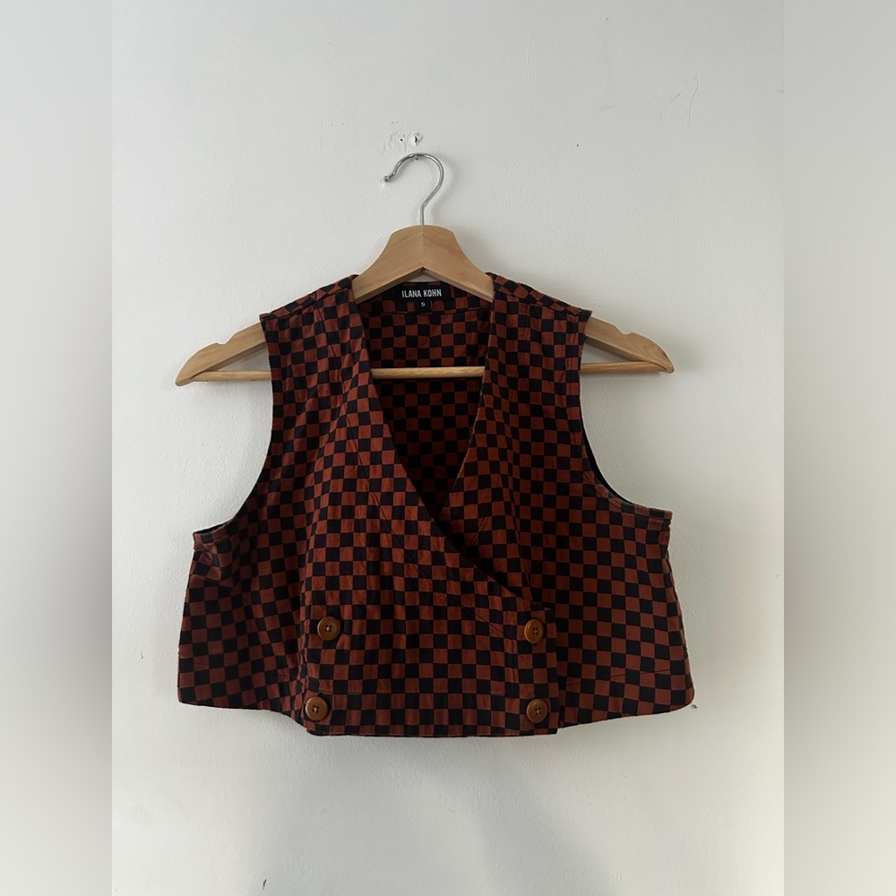 Ilana Kohn Checkered Vest - Black and Brown